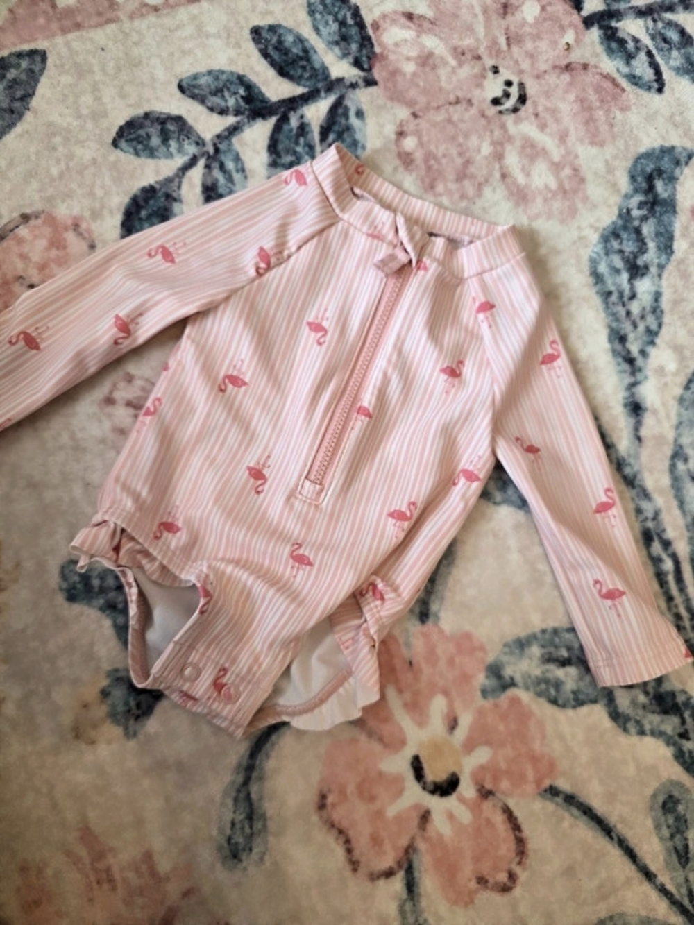 Carter's Baby Girls Long Sleeve Flamingo Printed One Piece Rash Guard Flamingo